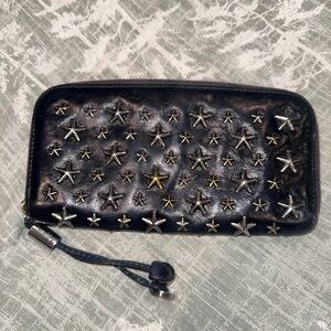 Jimmy Choo Star-Studded Black and Silver Wallet
